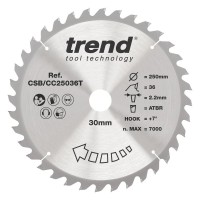 Trend Wood Cordless ATBR Mitre Saw Blade - 250mm dia x 2.2 kerf x 30 bore 36T