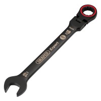 Draper Expert HI-TORQ Metric Flexible Head Ratchet Combination Spanner, 19mm, Black - 03926