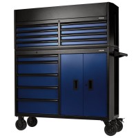 BUNKER Combined Roller Cabinet and Tool Chest, 13 Drawer, 52\" Blue - 24254