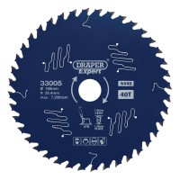Draper Expert TCT Circular Saw Blade for Wood with PTFE Coating, 185 x 25.4mm, 40T - 33005