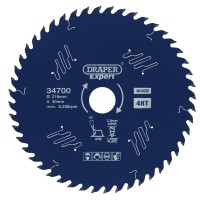 Draper Expert TCT Circular Saw Blade for Wood with PTFE Coating, 216 x 30mm, 48T - 34700