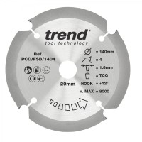 Trend PCD Fibre Cement Circular Saw Blade - 140mm dia x 1.8 kerf x 20 bore 4T
