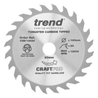 Trend CraftPro Combination Wood Saw Blade - 140mm dia x 2.4 kerf x 20 bore 24T