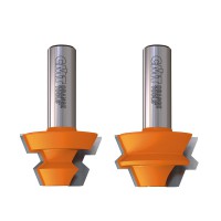 CMT Lock Mitre router bit set - 37.4 dia x 22.2mm cut x 1/2 shank, 22.5 deg