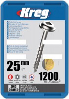 Kreg SML-C1-1200-EUR Kreg Pocket Hole Screws - 25mm / 1\" x 8 Coarse, Washer-Head, qty 1200