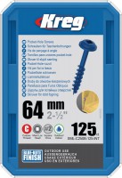 Kreg SML-C250B-125-EUR Kreg Blue-Kote WR Pocket Hole Screws - 64mm / 2-1/2\" x 8 Coarse, Washer-Head, qty 125