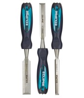 Eclipse 3 Pc High Impact Through Tang Bevel Edge Wood Chisel Set - 1/2, 3/4, 1 Inch