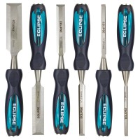 Eclipse 6 Pc High Impact Through Tang Bevel Edge Wood Chisel Set - 1/4, 3/8, 1/2, 3/4, 1, 1.1/4 Inch